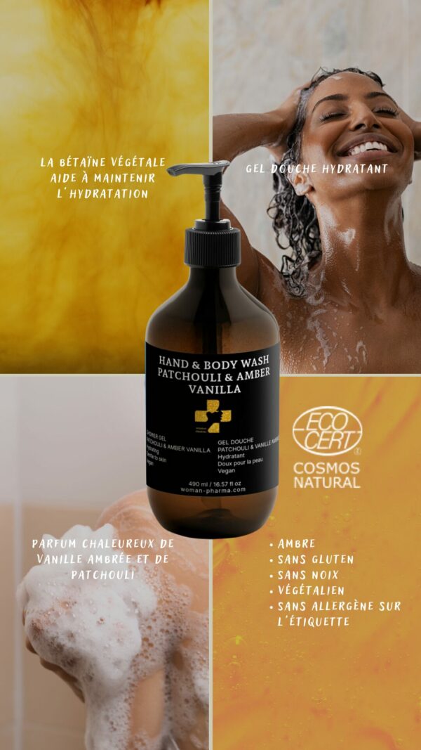 Gel douche & nettoyant mains , patchouli & vanille ambrée – Image 2