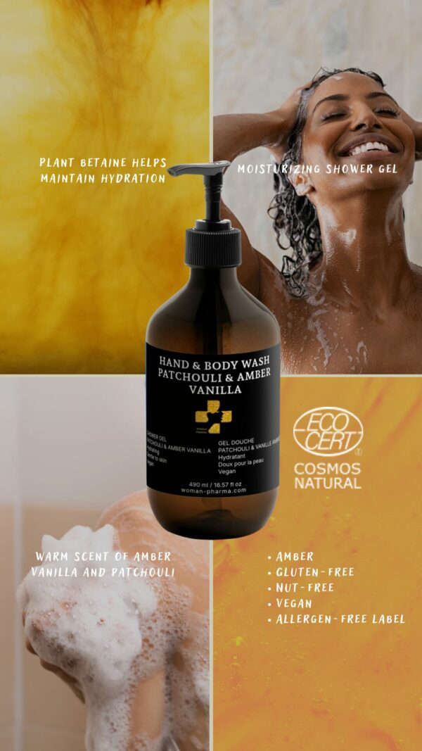 Gel douche & nettoyant mains , patchouli & vanille ambrée – Image 3