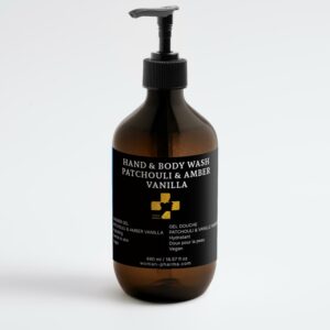 Gel douche & nettoyant mains , patchouli & vanille ambrée